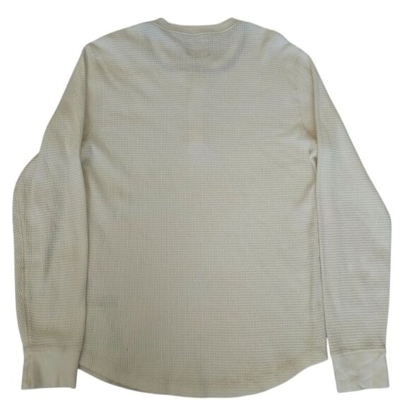 Abercrombie & Fitch Cream Long Sleeve Classic Waffle Henley Shirt Men's Medium - Picture 3 of 13